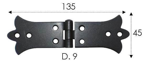 4 1,668  mm fori ø 4mm Cerniera centrata