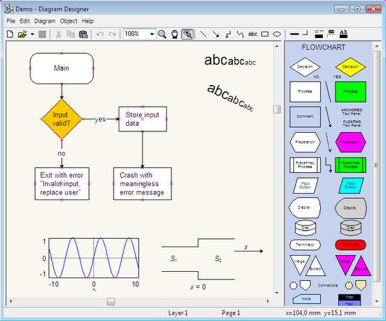 Diagram Designer é un programma per creare diagrammi di flusso, schemi e proiezione diapositive, semplice da utilizzare