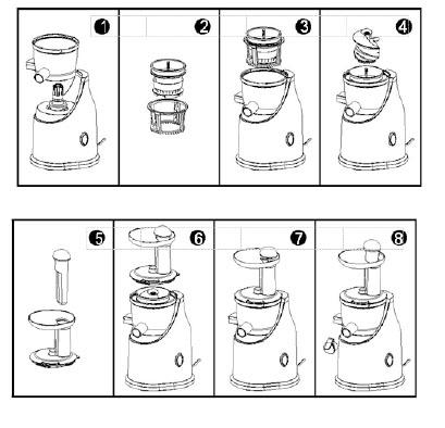 GB 3. Insert the cochlea (3) in the filter basket. Place the top cover by turning it clockwise in order to lock it to the device. 4.