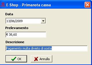 2) Prelevamento. E un operazione che indica un prelevamento generico di denaro dalla cassa, non giustificato da un documento di Clienti/Fornitori 3) Versamento.