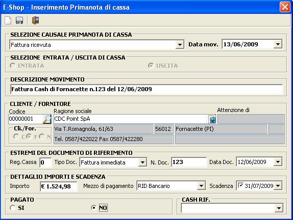 Compiliamolo in tutti i dettagli necessari Confermiamo l operazione cliccando sul dischetto.