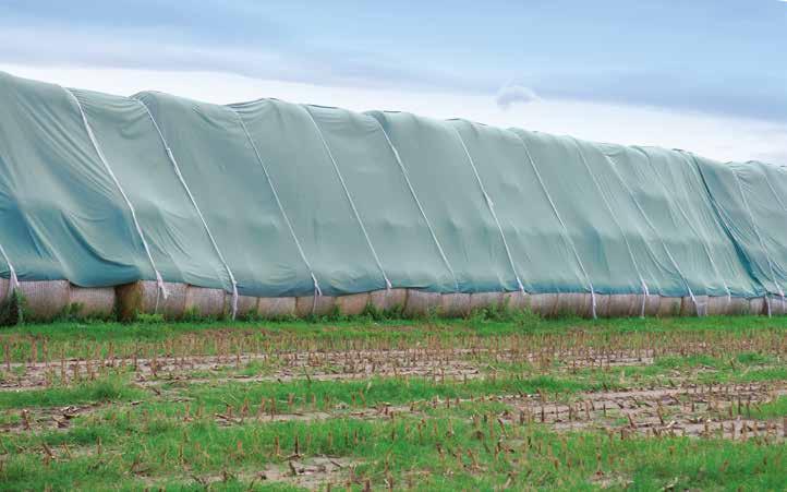 copertura e la protezione di trincee di grande formato per impianti di biomasse, offrendo film e reti di protezione in altezze di 16, 18 e 20 metri.