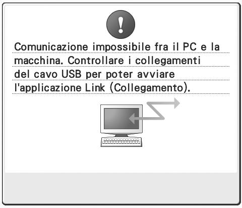 . Messaggi di errore della funzione Link (Collegamento) Nella modalità Link (Collegamento) la macchina non è in grado di ricevere dati dal PC. Spegnere la macchina e verificare la connessione USB.