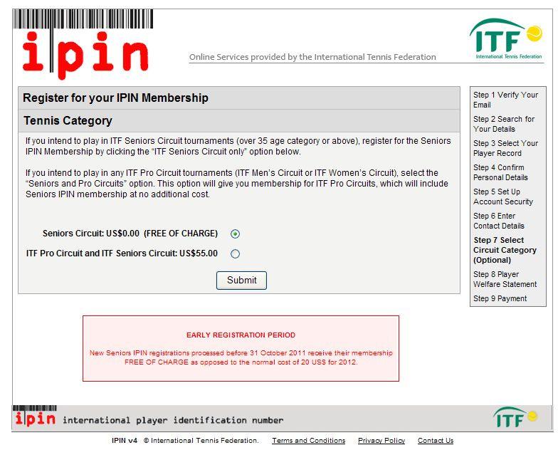 FASE 12 Scegliere l account IPIN per il quale si chiede la registrazione: solo account IPIN Seniors oppure account congiunto IPIN Pro e IPIN Seniors.