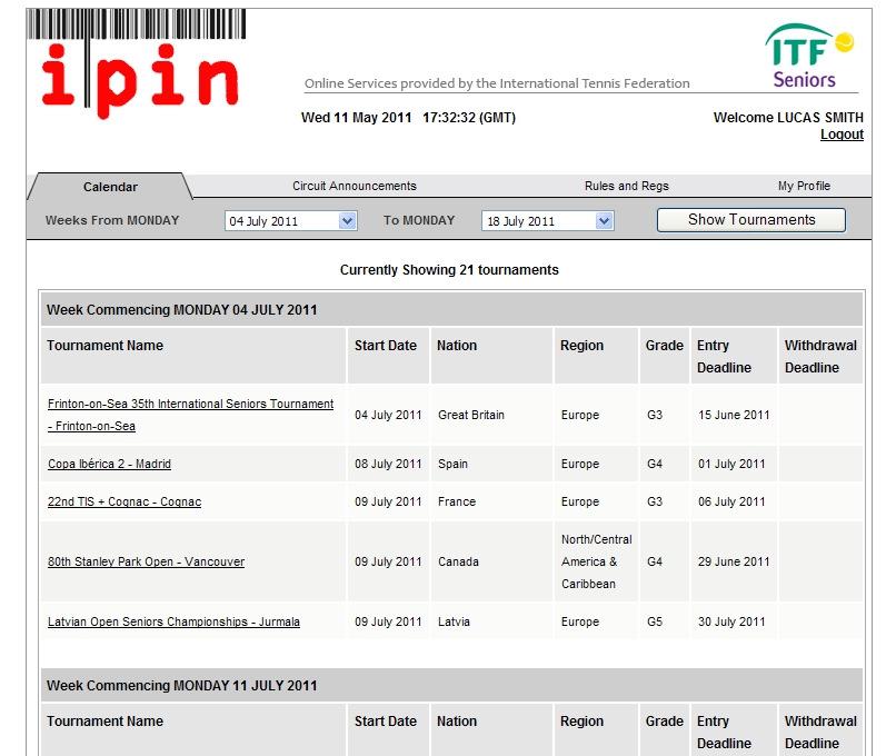 Utilizzare il proprio account IPIN per accedere e visionare gli appuntamenti del calendario, gli annunci relativi ai circuiti, i regolamenti e molto altro.
