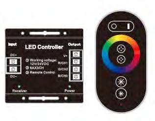 Accessori - Controller T31W(RGB)i24 24 LED controller strisce RGB telecomando IR 24 tasti, 3 canali da 2A ciascuno,