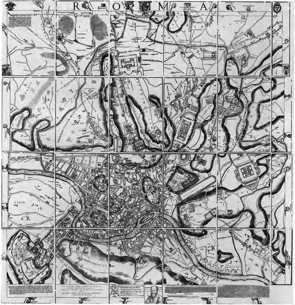 Pianta di Roma nel 1551 di Leonardo Bufalini Silografia 20 fogli cm.