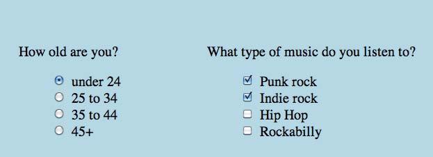 Radio e checkbox