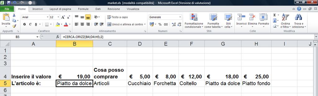 24 AM4 Foglio elettronico livello avanzato CERCA.ORIZZ La funzione CERCA.