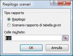 56 Finestra di dialogo Gestione scenari. AM4.4.3.3 Creare uno scenario di riepilogo.