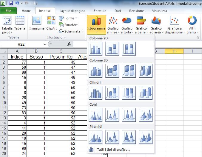 colonna, un altro a un'altra colonna, e così via Creazione di grafici I grafici spesso rappresentano i dati in modo più