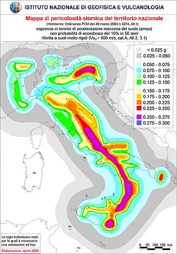 accelerazione di picco orizzontale del suolo a g, con probabilità di superamento del 10% in 50 anni, secondo quanto di seguito riportato in Tabella 4.