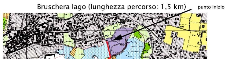 Settore Bruschera lago Bruschera lago costituisce il percorso standardizzato di lunghezza maggiore (1,5 km) della ZPS: si snoda a partire dalla sbarra d ingresso nell angolo Nord Ovest, a lato del