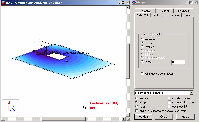 pagina: 375 Andare al segnalibro Dettagliati nella finestra di dialogo Mappe e disattivare la visualizzazione degli spostamenti per la piastra Applica Modello della struttura / Geometria