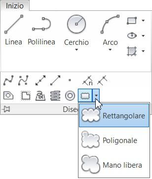 Fumetti di revisione Il comando FUMETTOREV crea polilinee a forma di fumetto, definite dalla lunghezza minima e massima degli archi di contorno. La Figura 6.