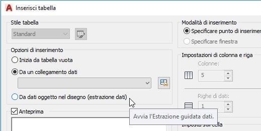 In alternativa, per la creazione di tabelle collegate a Excel, si può anche utilizzare la voce Da un collegamento dati della finestra di dialogo Inserisci tabella.