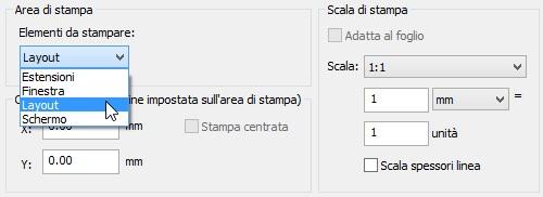 Se desiderate stampare ruotando il disegno, dovete accedere alla sezione Orientamento del disegno in basso a destra nella finestra di dialogo.