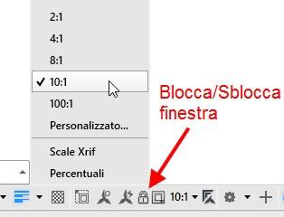 Impostazione di scala nelle finestre mobili Lo zoom all interno delle finestre mobili determina la loro visualizzazione nel layout e quindi la loro scala di stampa.