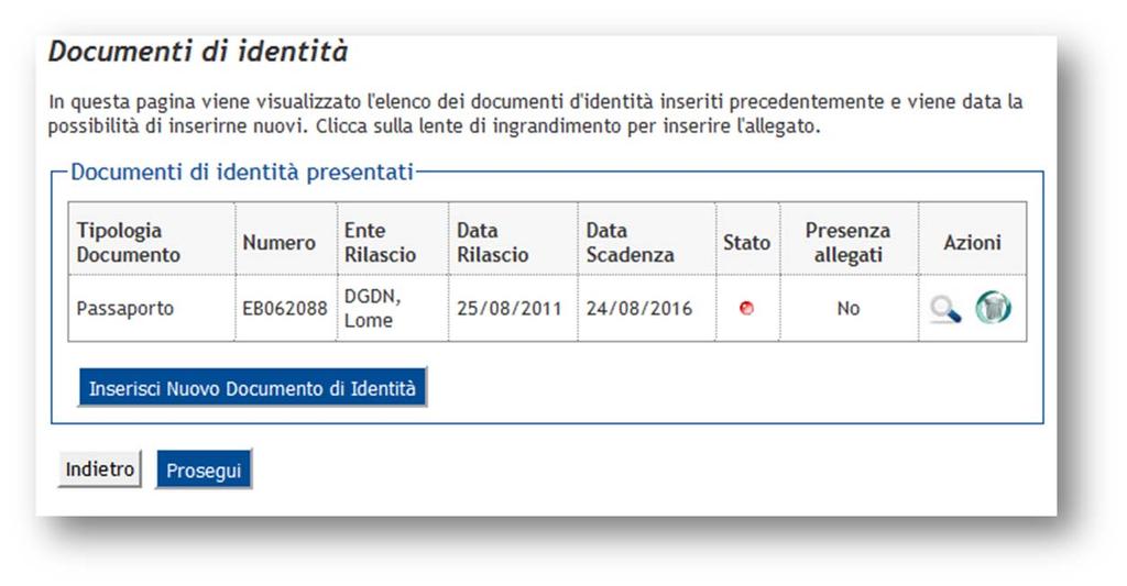 scansione del documento cliccando