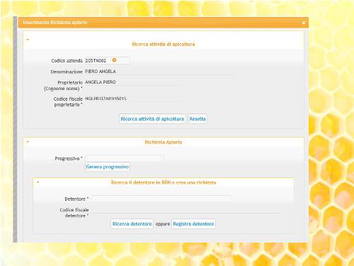 Inserire codice APSS senza IT Scrivere il numero dell apiario o cliccare genera progressivo