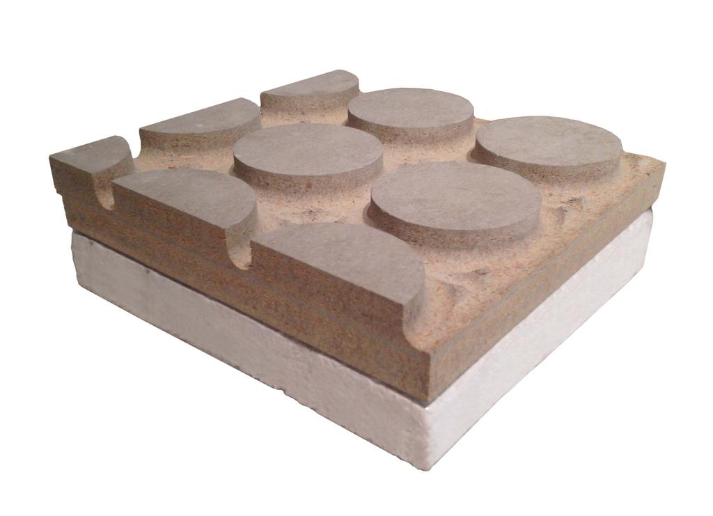 e polistirene espanso BetonRadiant EPS Sistema modulare in cementolegno e polistirene espanso per la realizzazione di pavimenti radianti Resistenza a compressione del pannello in cemento legno 9.