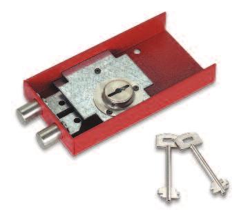 300 330 Serratura laterale di alta sicurezza a 6 leve asimmetriche con chiavi inestraibili a doppia mappa con cifratura bifrontale catenacci girevoli in acciaio nichelato Ø 16 mm Finitura rosso RAL