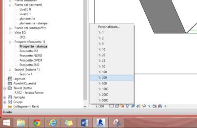 La scala va calcolata in base alle dimensioni del modello e alle dimensioni del foglio che accoglierà le rappresentazioni.