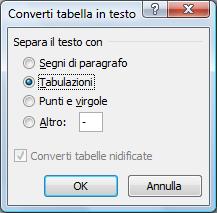 23 Conversione di una tabella in