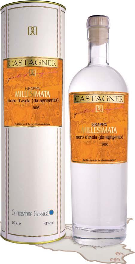 Nero d Avola (da Agrigento) Grappa bianca, LT. 0,70, 41% vol. alcool. Per il millesimo 2005 è stata prevista una produzione complessiva di 5000 bottiglie circa.