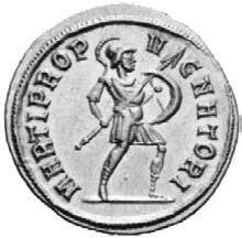 Della sua uccisione fu incolpato ancora Arrio Apro che non ebbe la possibilità di difendersi perché il suo principale accusatore Diocle (il futuro imperatore Diocleziano) lo uccise proditoriamente di
