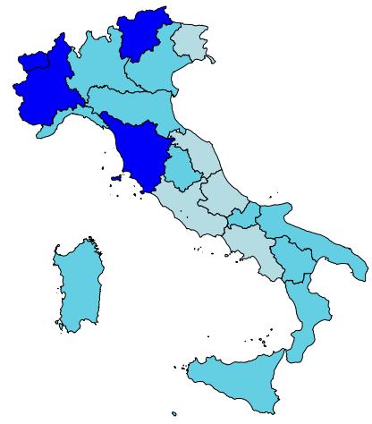 Grafico 4- Durata media del pernottamento per regione di provenienza. Toscana.