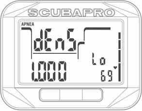 1.0.12 Logbook Apnea In modalità Apnea la pagina principale mostra la profondità massima e il tempo totale della sessione di immersione, il numero sequenziale dell immersione, il numero di immersioni