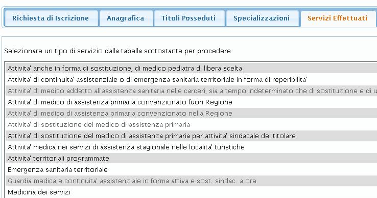 Figura 17. Selezine della tiplgia di servizi. Pass 3 Cmpilazine dei dati che descrivn il servizi svlt: a seguit della selezine, viene mstrat un frm, i cui dati sn dipendenti dal tip di servizi scelt.