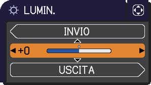Operazioni Utilizzo della funzione menu (continua) 3. Per chiudere il MENU, premere nuovamente il pulsante MENU. Oppure selezionare USCITA e premere il cursore o il pulsante ENTER.