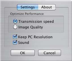 Strumenti di presentazione Display USB(Computer Mac) (continua) Finestra Opzioni Se si seleziona il tasto opzione sul menu Mobile, viene visualizzata la finestra Opzioni.