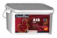 Uccelli NutriBird NutriBird A18 (pappa da imbecco per Lori e Lorichetti) Pappa da imbecco a basso tenore proteico e con un elevato contenuto di fruttosio, studiata specificatamente per l allevamento