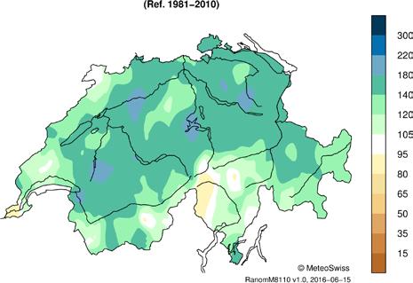 Precipitazioni mensili in % della norma % del soleggiamento mensile
