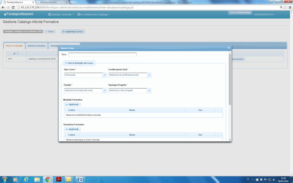 Fig. 6 Con la progressiva registrazione dei dati previsti dei corsi, è possibile consultare le folder attività formative e dettaglio attività formative.