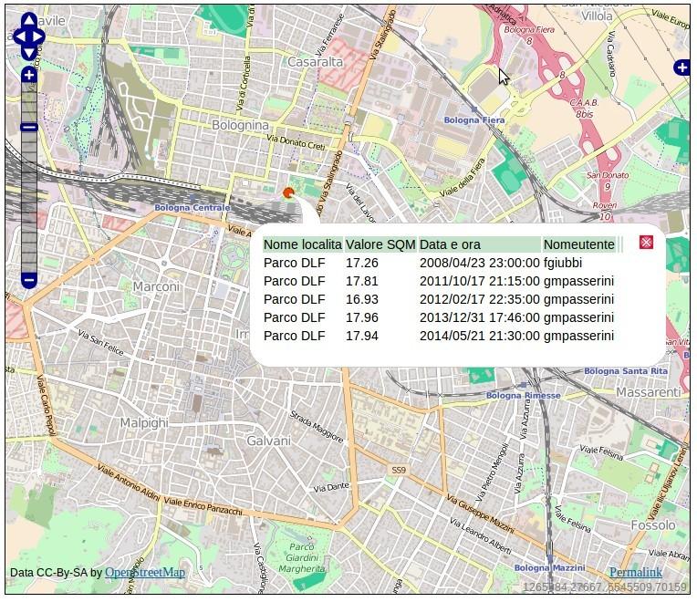 fisso (buiometro) SQM modello LE, proponendone l'installazione in uno dei parchi storici della città, il parco del DopoLavoro Ferroviario, un parco in transizione la cui proprietà passerà dal Gruppo