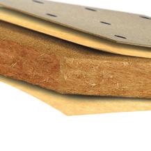 Sistema di riscaldamento e raffrescamento a pavimento che prevede un pannello isolante in fibra di legno con conducibilità termica dichiarata λd pari a 0,038 W/m K (UNI EN 13171 e UNI EN 12667), con