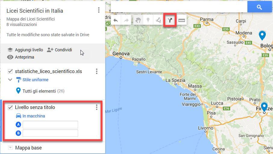 Tracciare percorsi Un percorso viene aggiunto in un nuovo