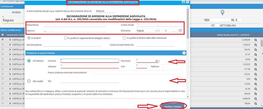 5 Compilazione dichiarazione di adesione La dichiarazione di adesione espone già le informazioni anagrafiche ma deve essere compilata nelle ulteriori parti richieste.