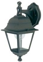 Colore nero. Outdoor lanterns - molten aluminium, glass diffusers, porcelain lamp holder E27.