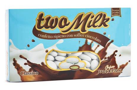 TWO MILK Confezioni da 1kg two Milk ClassiCo (Gluten Free) Un anima di cioccolato bianco avvolta da uno strato di cioccolato al latte ricoperto da un sottile strato di zucchero.