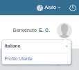 Page 27/27 GESTIONE DEL PROPRIO PROFILO: LINGUA DI NAVIGAZIONE E DATI REFERENTE Da qualsiasi pagina, in alto a destra dove compare il nominativo del referente aziendale indicato in anagrafica si può