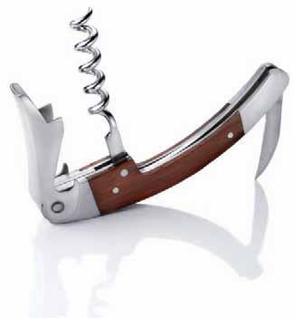 Professional stainless steel corkscrew with ergonomic handle, cutter, bottle opener and possible regulation.