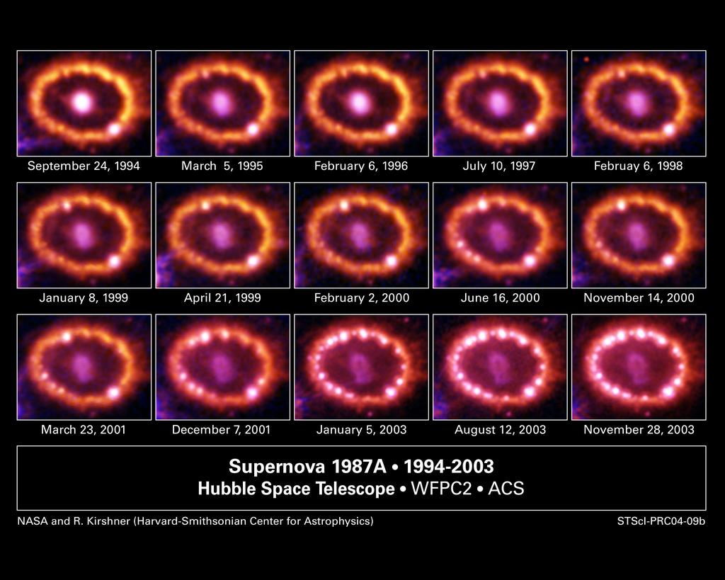 Il resto della supernova 1987A L'emissione di righe nucleari fu scoperta a partire dalla fine del 1987 dallo spettrometro gamma a bordo del satellite americano SMM (Solar Maximum Mission) e