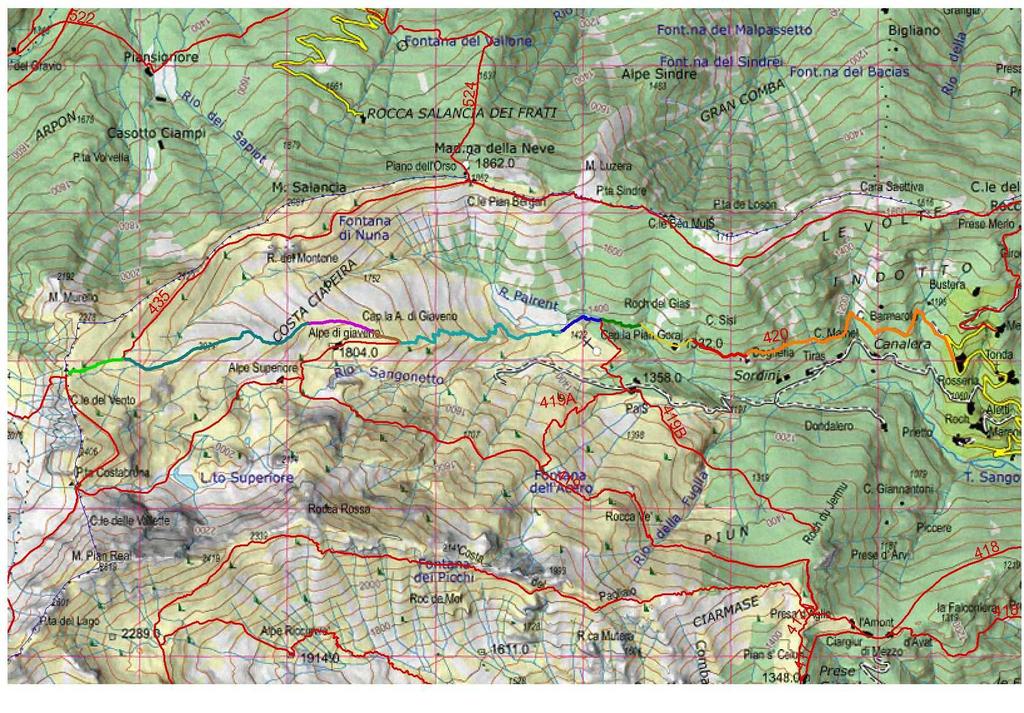 Contenuti del database della Rete Escursionistica del Piemonte GISKEY PERNUM PERGISKEY DATA_RIL TIPO_TRAT TIPO_FON DIFF MORF AMB PERCOR ETOS4200000 0100 ETOS4200000.