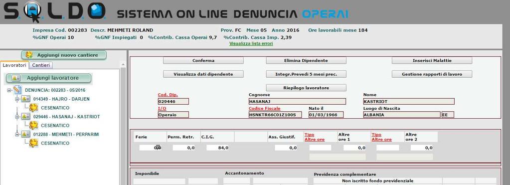 3) Scheda operaio caso 2 CASO 2 Dettaglio del calcolo di un operaio con un imponibile contributivo pari a 835,00