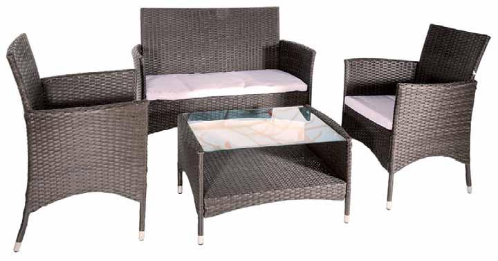 NEW TELAIO ACCIAIO AN1948 SET GIARDINO IN POLYRATTAN MENELAO Composizione: 2 sedie con braccioli da cm.59x62xh.84, 1 tavolino rettangolare da cm. 85x45xh.